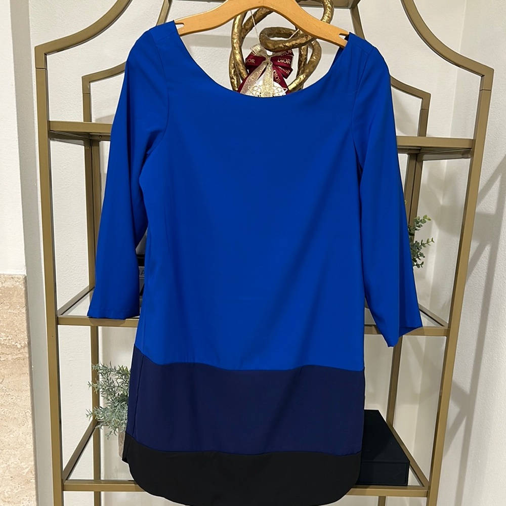 Blue Colorblock Midi Dress